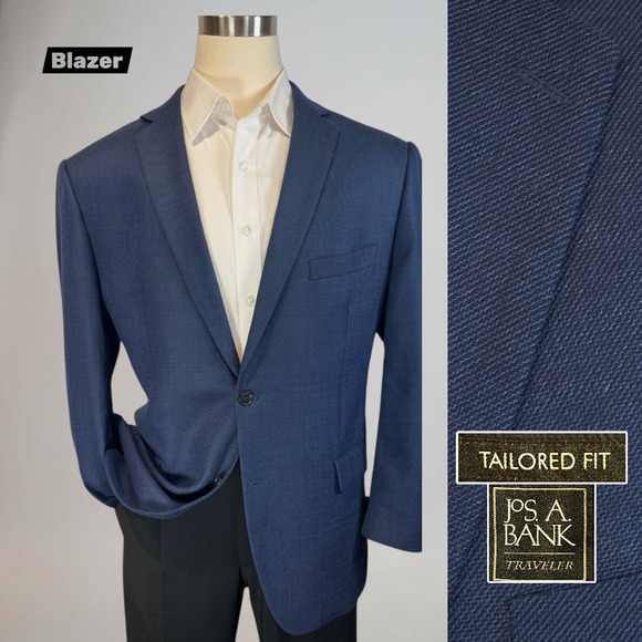 Jos. A. Bank Other - Jos A Bank Traveler 48L Tailored Fit Starlight Blue Hopsack Blazer Sport Coat